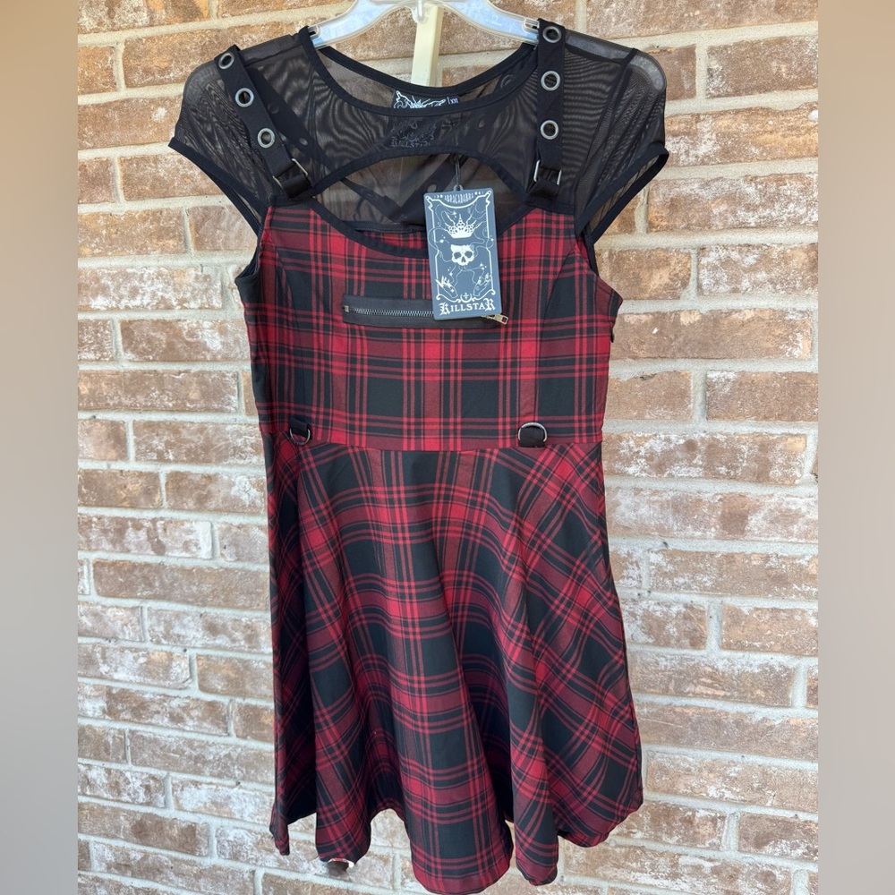 Killstar Red and Black Plaid Mini Dress